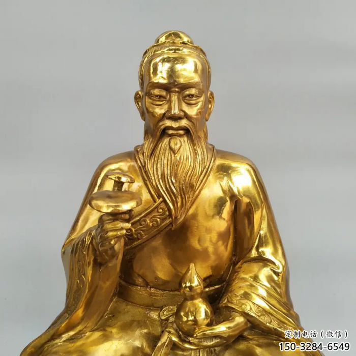 玻璃鋼扁鵲雕塑 仿銅名醫雕塑 步行街藥王雕塑