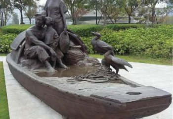 彩繪船夫雕塑廠 民俗雕塑 步行街擺件