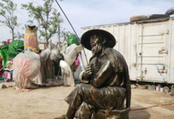 廣場船夫雕塑 抽象民俗雕塑 烤漆玻璃鋼雕塑