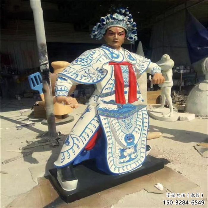 仿古京劇雕塑廠家 彩繪民俗雕塑 現(xiàn)代唱戲雕塑