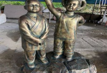 房地產看書雕塑廠家 現代人物雕塑 幾何學生雕塑