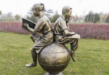 仿古看書雕塑廠家 彩繪人物雕塑 現代學生雕塑