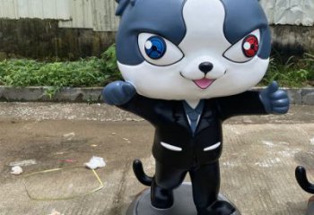 噴漆黑貓警長雕塑廠家 中式村口卡通雕塑 草地雕塑