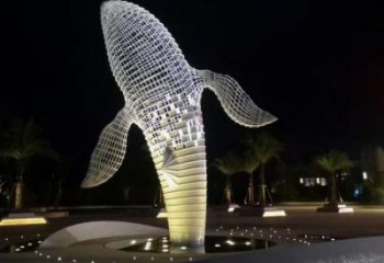 大型鯨魚雕塑，鏤空燈光原理，動物公園擺件