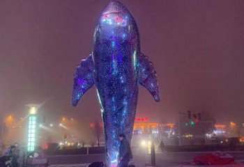 大型鯨魚雕塑，鏤空燈光原理，廣場動物擺件