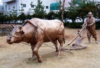 農耕水牛雕塑，田間景觀小品，抽象幾何原理