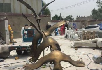 古銅色大雁雕塑廠家 大型城市雕塑 商業(yè)街?jǐn)[件