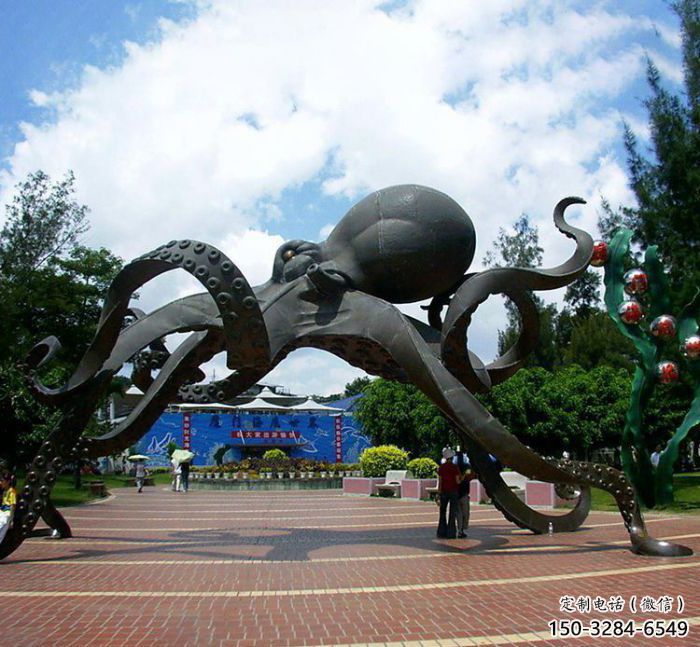 抽象章魚雕塑廠家 店門口彩繪雕塑 步行街擺件