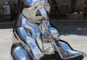 鏡面狗熊雕塑，仿真動(dòng)物雕塑，抽象效果