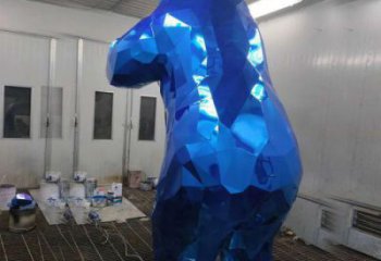 小區(qū)狗熊雕塑，幾何動(dòng)物雕塑，抽象效果