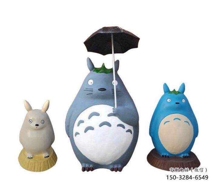 街道龍貓雕塑，仿真美陳雕塑，彩繪效果