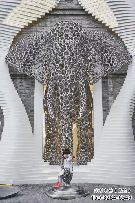 大象頭雕塑預定，城區小品，鏤空大象雕塑制造商