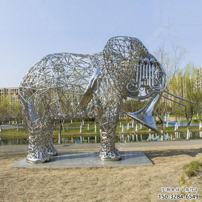 大象雕塑承接，動物鏤空雕塑，鏤空大象雕塑定制