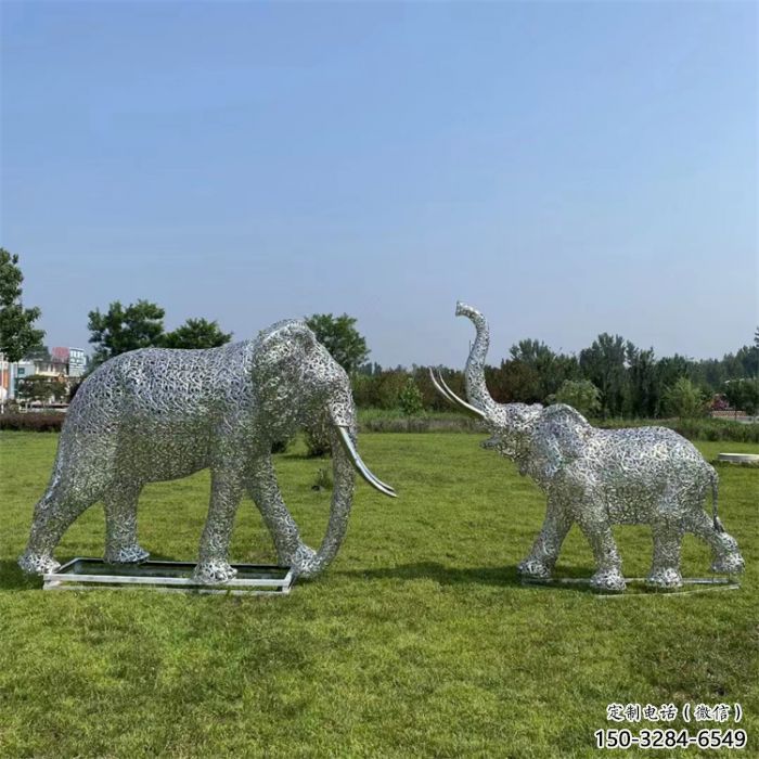 鏤空大象雕塑制造商，動物擺件，透雕大象雕塑定制