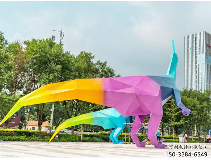 恐龍雕塑制造，白鋼構(gòu)件，切面烤漆恐龍雕塑提供