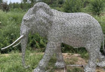 公園大象雕塑定做，小區擺件，鏤空大象雕塑制作