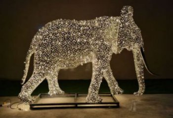 戶外大象雕塑通用，多彩藝術，鏤空大象雕塑供應