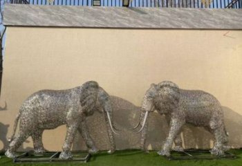 門口大象雕塑點擊，地標擺件，鏤空大象雕塑承接