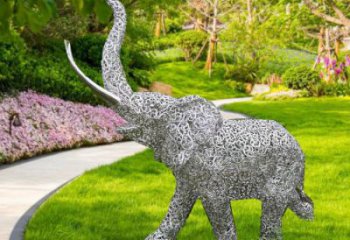 主題大象雕塑制作，美陳概念，鐵藝鏤空大象雕塑