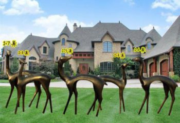 中式小鹿雕塑批發(fā)，廣場(chǎng)系列，商場(chǎng)仿銅小鹿雕塑供需