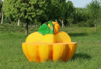 南瓜坐凳雕塑，彩繪景觀雕塑，水果主題效果