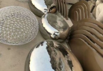 廣場坐凳雕塑，抽象景觀雕塑，鏡面效果