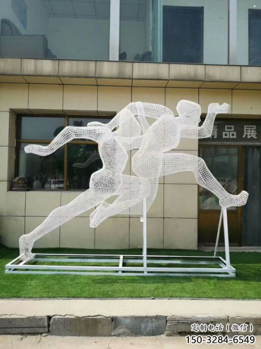 蚌埠鏤空跨欄雕塑制造商，透雕雕塑，鐵藝體育人物雕塑供給