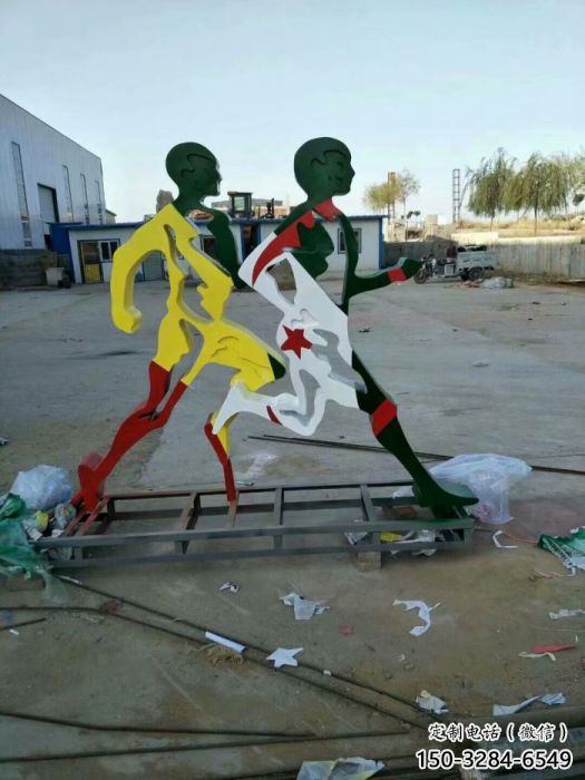 嘉峪關賽跑雕塑，鏤空工藝制作，不銹鋼烤漆體育人物雕塑