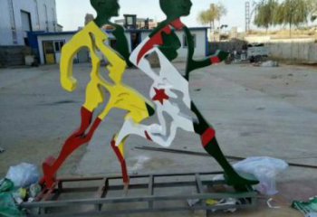 池州賽跑雕塑，鏤空工藝制作，不銹鋼烤漆體育人物雕塑