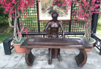 馬尾彈古箏雕塑廠家，景觀概念，民俗人物雕塑通用