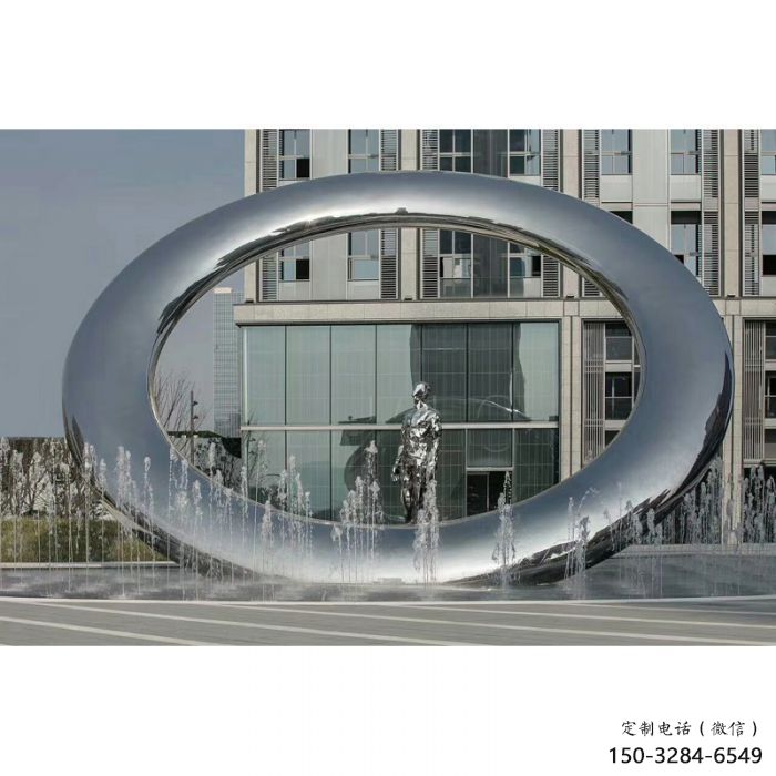 北海小區圓環雕塑，水簾噴泉雕塑，水景藝術效果