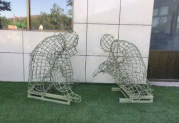 保定鏤空下棋雕塑供需，廣場雕塑，鐵藝民俗人物雕塑選用