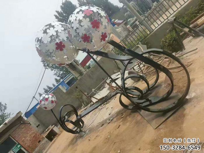 常德大型蒲公英坐凳雕塑，現代元素設計，不銹鋼坐凳雕塑