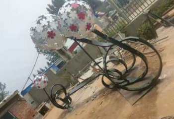 常德大型蒲公英坐凳雕塑，現(xiàn)代元素設(shè)計，不銹鋼坐凳雕塑