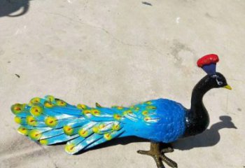 延邊彩繪孔雀雕塑制作選用，景區(qū)案例，動物美陳雕塑