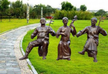 通化拉二胡雕塑點(diǎn)擊，景觀雕塑，別墅民俗人物雕塑供求