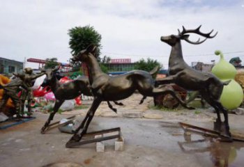 本溪戶外小鹿批發，動物雕塑，梅花鹿銅雕塑供求