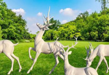 西吉梅花鹿雕塑定價，景觀概念，玻璃鋼梅花鹿雕塑預定