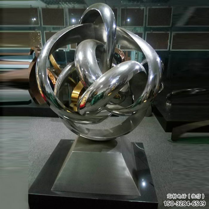 同德地產雙環雕塑定做，城區小品，景觀不銹鋼雙環雕塑定價