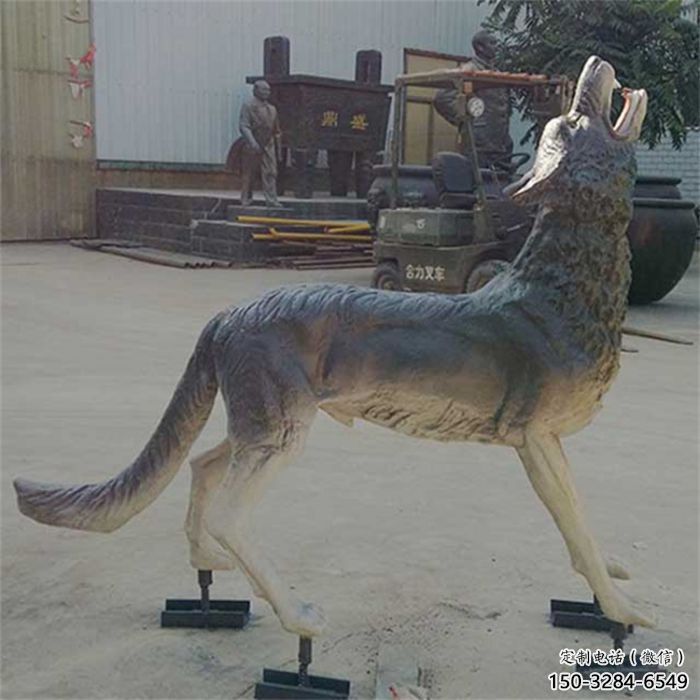 玉樹銅狼雕塑廠家，銅雕動物狼，仿真工藝制作