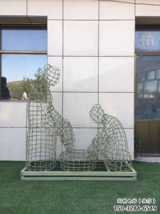 漢中鏤空孝道雕塑通用，街景小品，鐵藝洗腳雕塑制造
