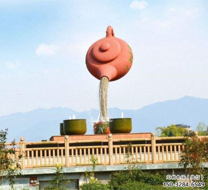 瀘州公園天壺雕塑工廠，不銹鋼材質，圓雕形式