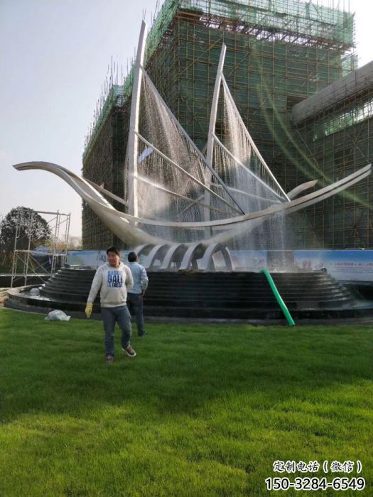 克孜勒蘇柯帆船噴泉雕塑，水景水秀組合，旱地帆船噴泉雕塑廠家
