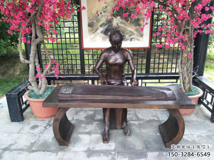 克拉瑪依彈古箏雕塑廠家，景觀概念，民俗人物雕塑通用