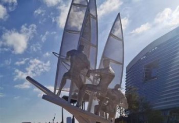 街道帆船雕塑，鍛造景觀雕塑，古銅效果