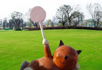 林周小區(qū)小貓雕塑，抽象系列，彩繪工藝
