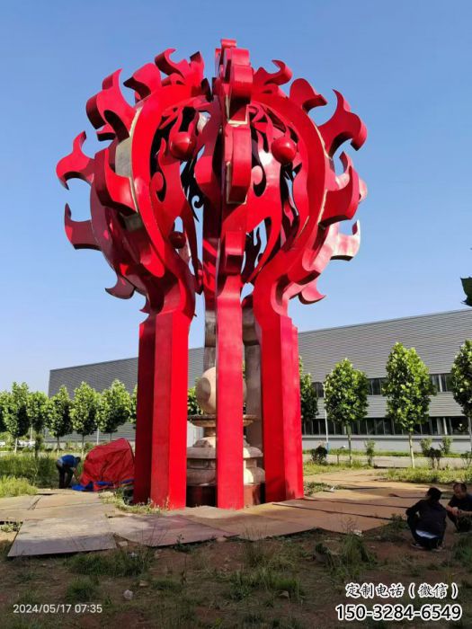 雙橋火球雕塑，精神堡壘火球雕塑落地展示