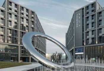 溫州水簾圓環雕塑，直噴式旱地水景噴泉雕塑